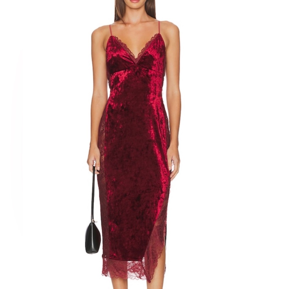 Free People Rich Red Velvet Dress